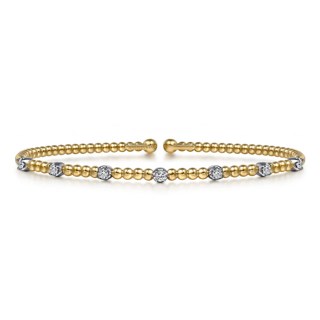 14K White-Yellow Gold Bujukan Diamond Stations Bangle  BG4436-62M45JJ
