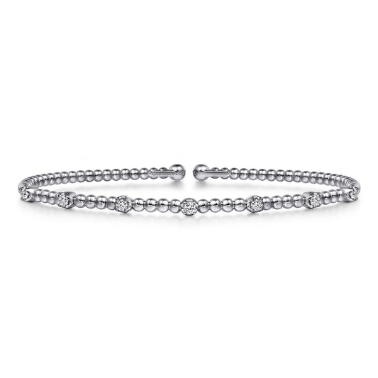14K White Gold Bujukan Diamond Stations Bangle  BG4436-62W45JJ