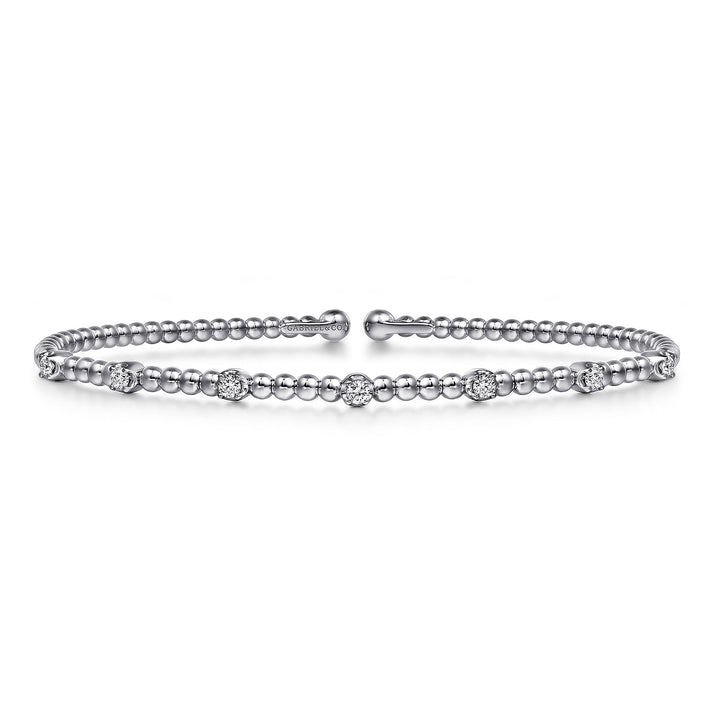 14K White Gold Bujukan Diamond Stations Bangle  BG4436-62W45JJ