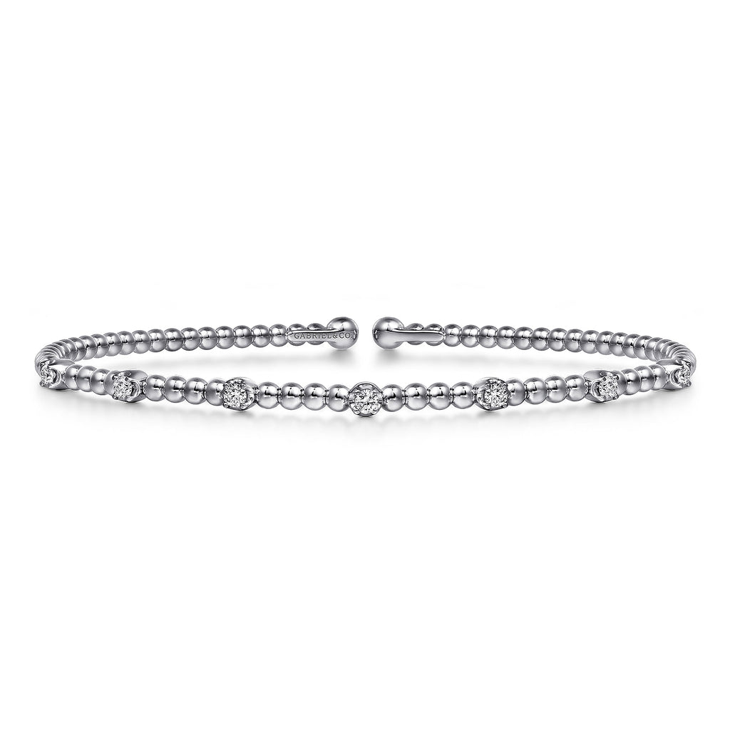 14K White Gold Bujukan Diamond Stations Bangle  BG4436-62W45JJ