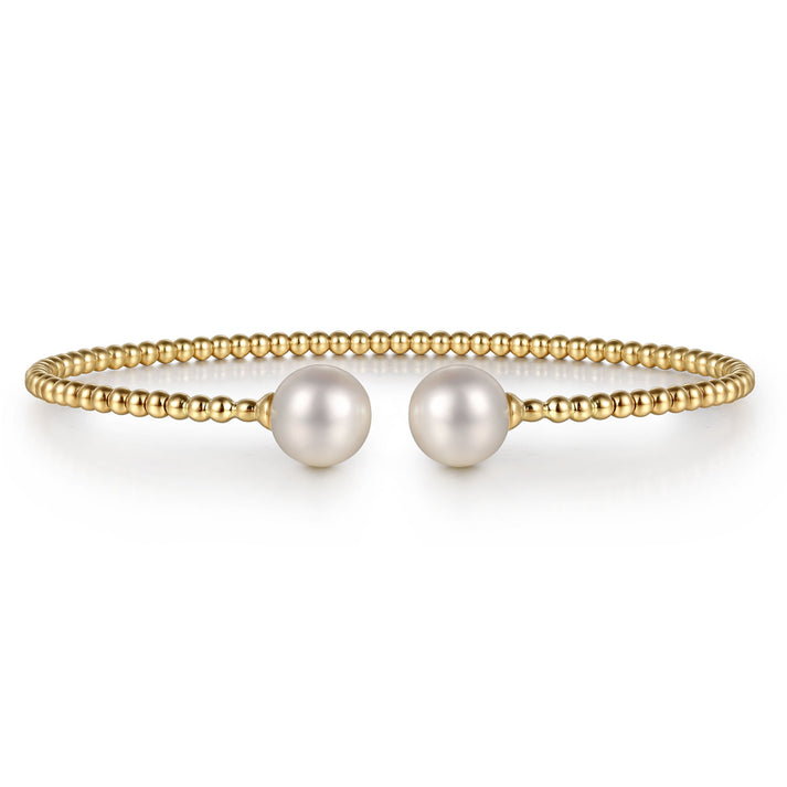 14K Yellow Gold Bujukan Pearls Split Bangle BG4475-6Y4JPL