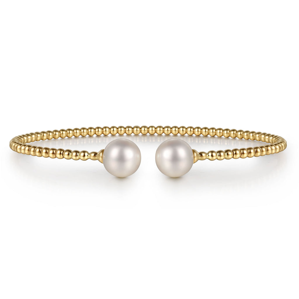 14K Yellow Gold Bujukan Pearls Split Bangle BG4475-6Y4JPL