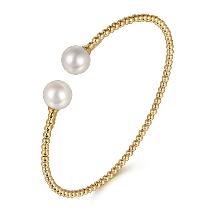 14K Yellow Gold Bujukan Pearls Split Bangle BG4475-6Y4JPL