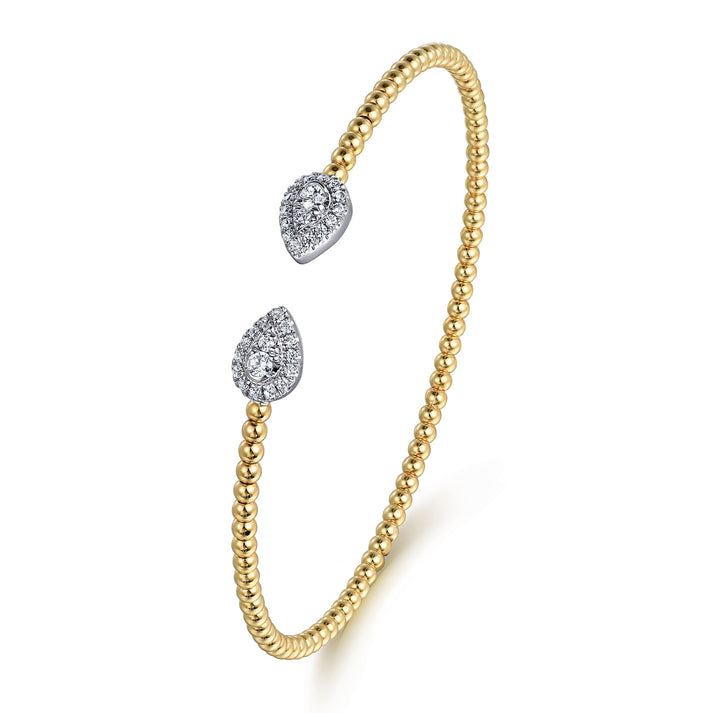 14K White and Yellow Gold Diamond Pear Shape Bujukan Bangle BG4774-62M45JJ