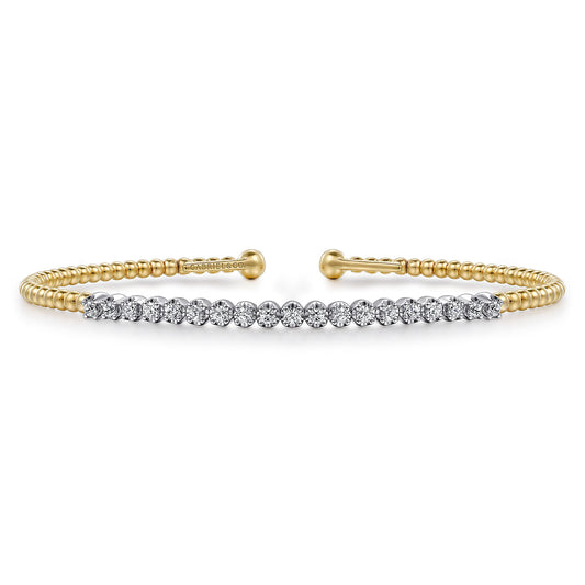 14K White-Yellow Gold Bujukan Diamond Cuff Bracelet BG4781-62M45JJ