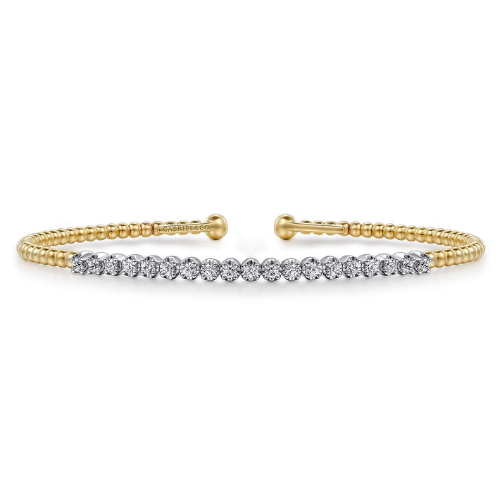 14K White-Yellow Gold Bujukan Diamond Cuff Bracelet BG4781-62M45JJ