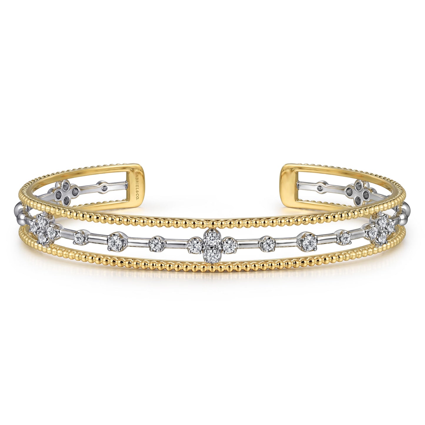 14K White and Yellow Gold Diamond Bujukan Cuff Bangle BG4908-62M45JJ