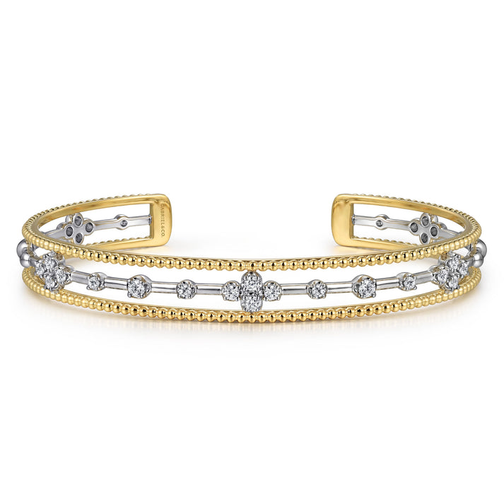 14K White and Yellow Gold Diamond Bujukan Cuff Bangle BG4908-62M45JJ