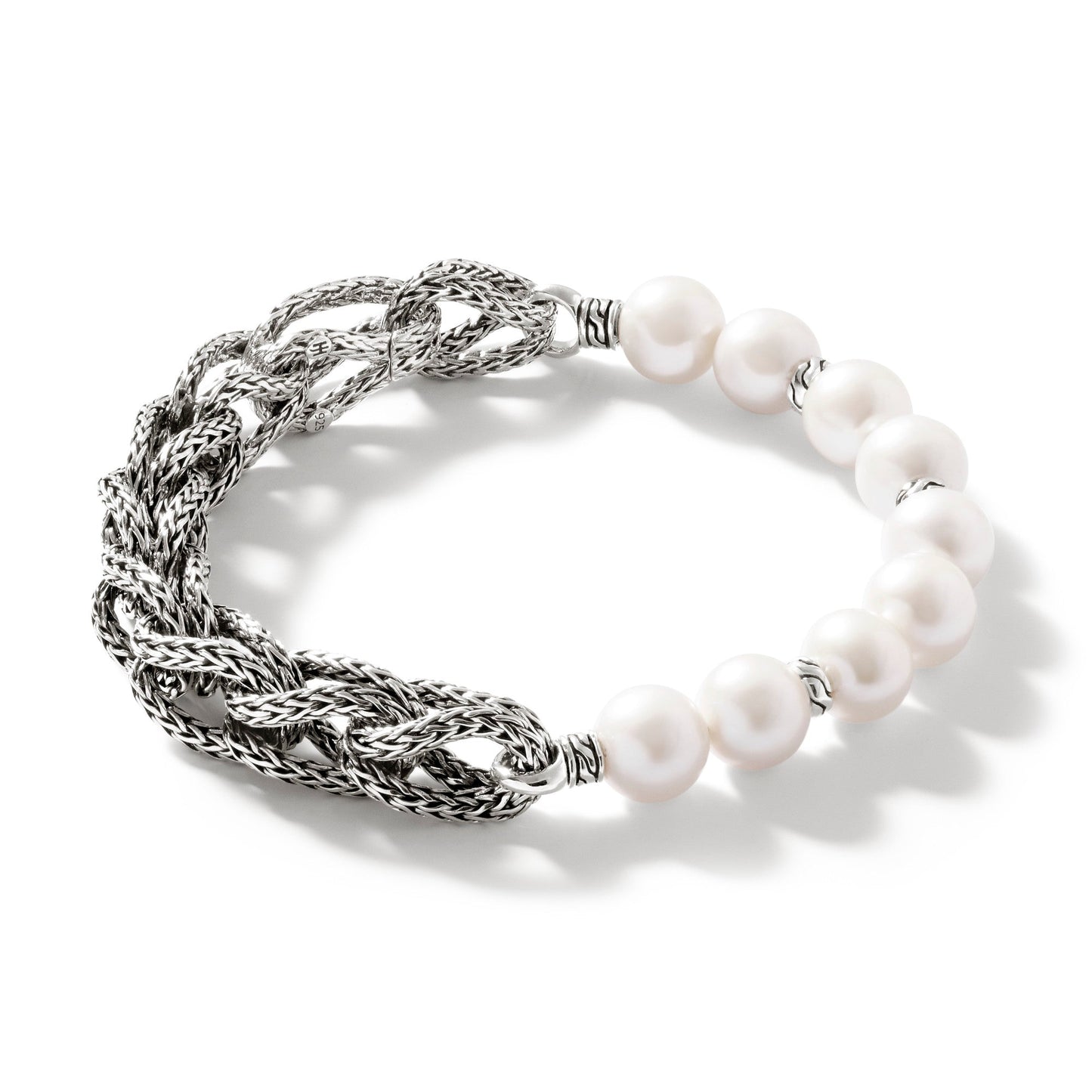 John Hardy Surf Bracelet, Silver, Pearls, 10.5MM BU900936