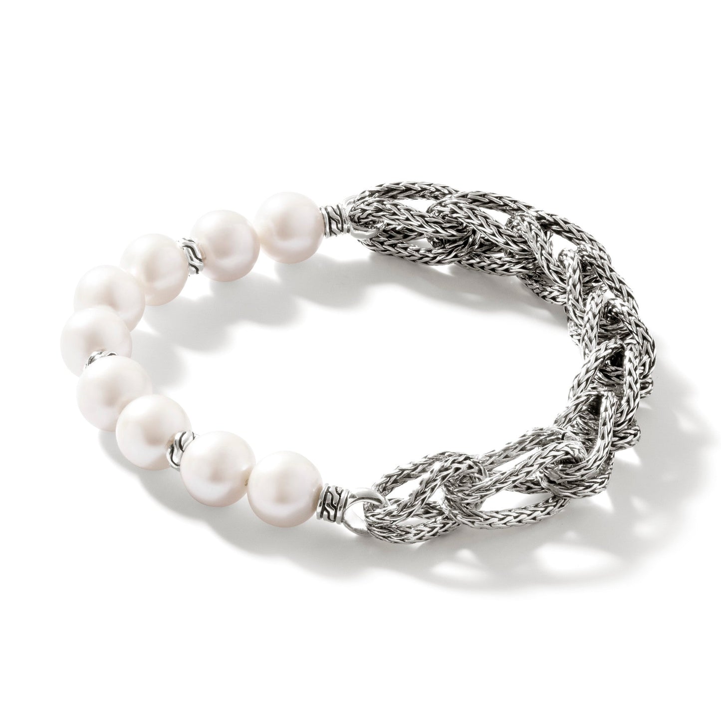 John Hardy Surf Bracelet, Silver, Pearls, 10.5MM BU900936