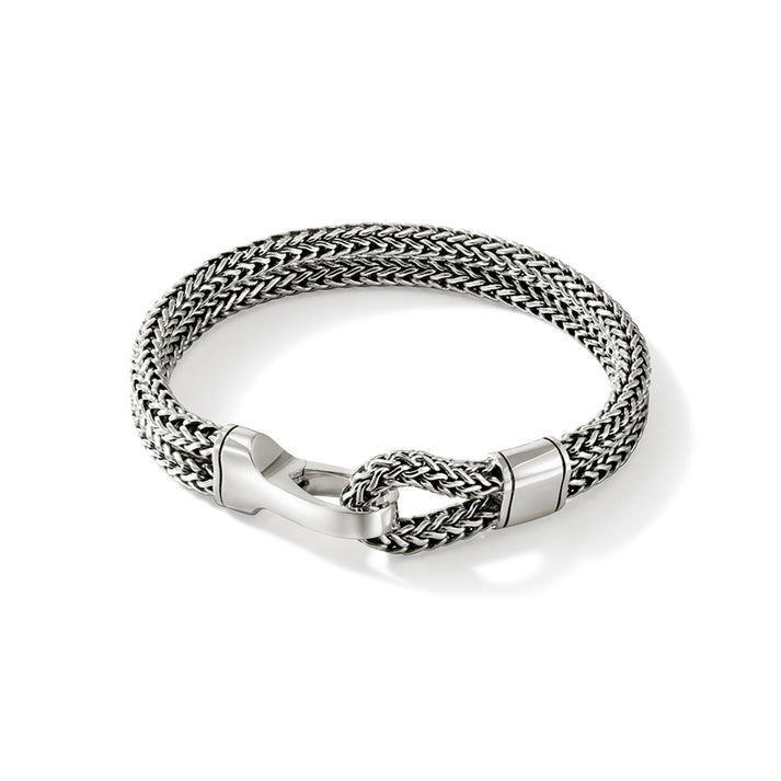 Hook Clasp Bracelet, Silver, Double Row|BU901238