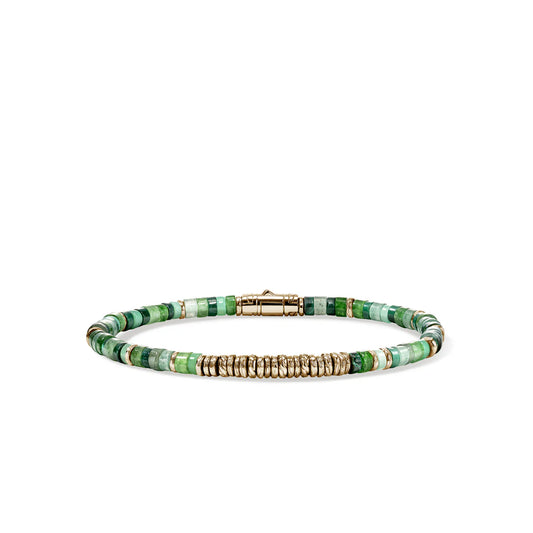 Heishi Bracelet, Hardstones, Emeralds, Gold 4MM|BUGGS900984MHQZATR