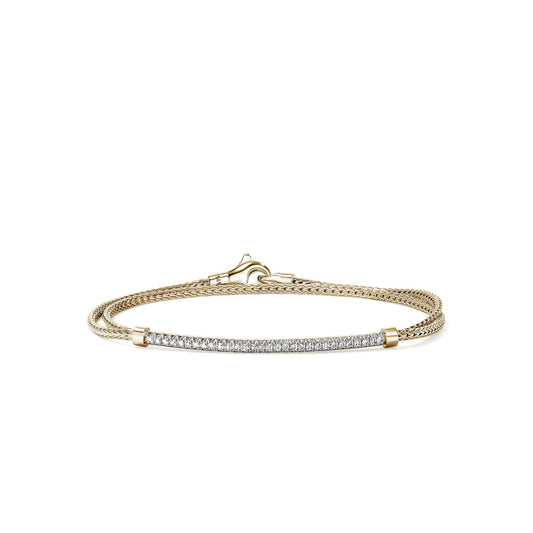 John Hardy JH Essential Pavé Wrap Bracelet, Gold, Diamonds, 1.8MM BUGGX987852DI