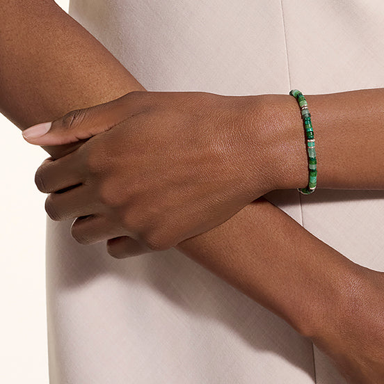 Heishi Bracelet, Hardstones, Emeralds, Sterling Silver 4MM|BUS900698MHQZATR