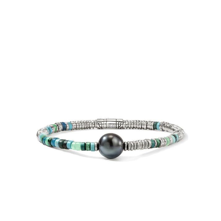 Heishi Bracelet, Sterling Silver, Hardstones, Pearl|BUS987971TQCRS