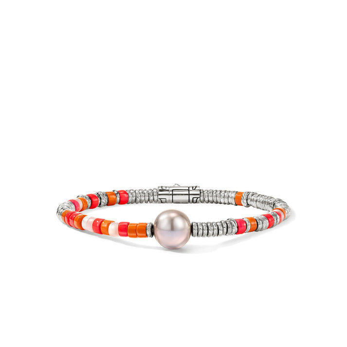 Heishi Bracelet, Sterling Silver, Hardstones, Pearl|BUS988891PMOPPPL