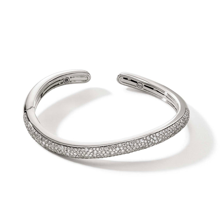 Surf Hinged Cuff, Silver, Diamonds, Slim|CBP9011162DI