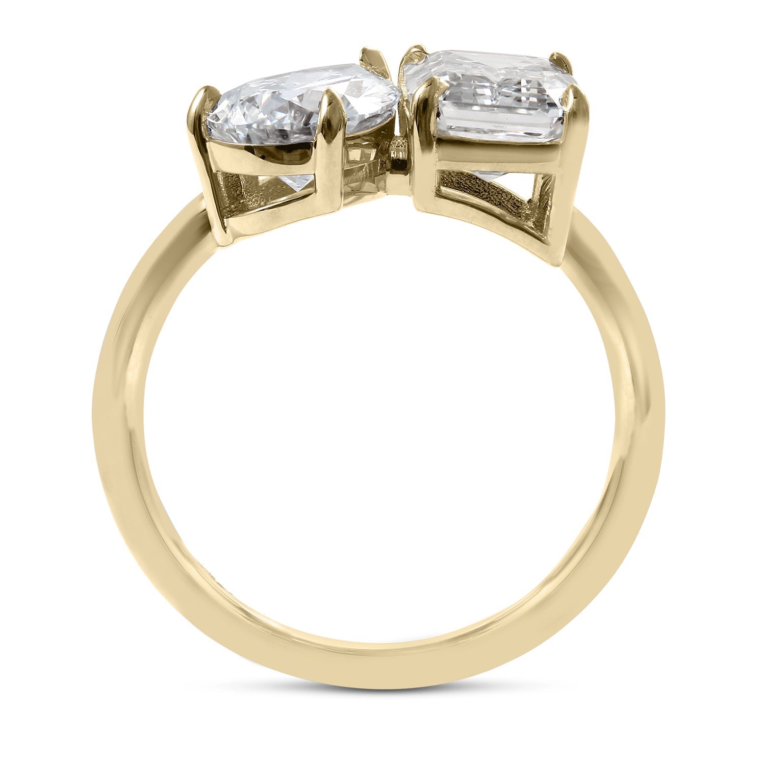 Clarity Diamond™ Side Pear and Emerald Toi et Moi Ring