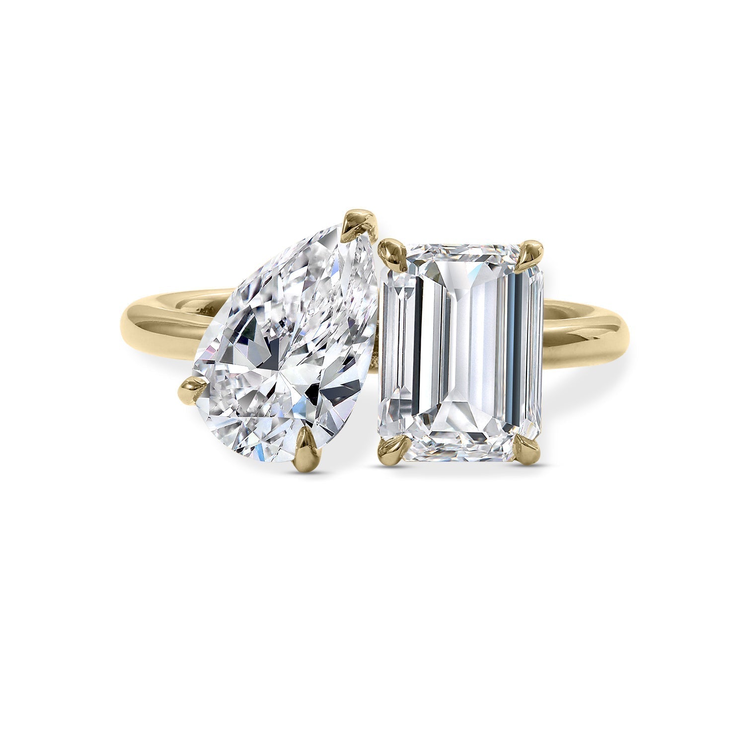 Clarity Diamond™ Pear and Emerald Toi et Moi Ring