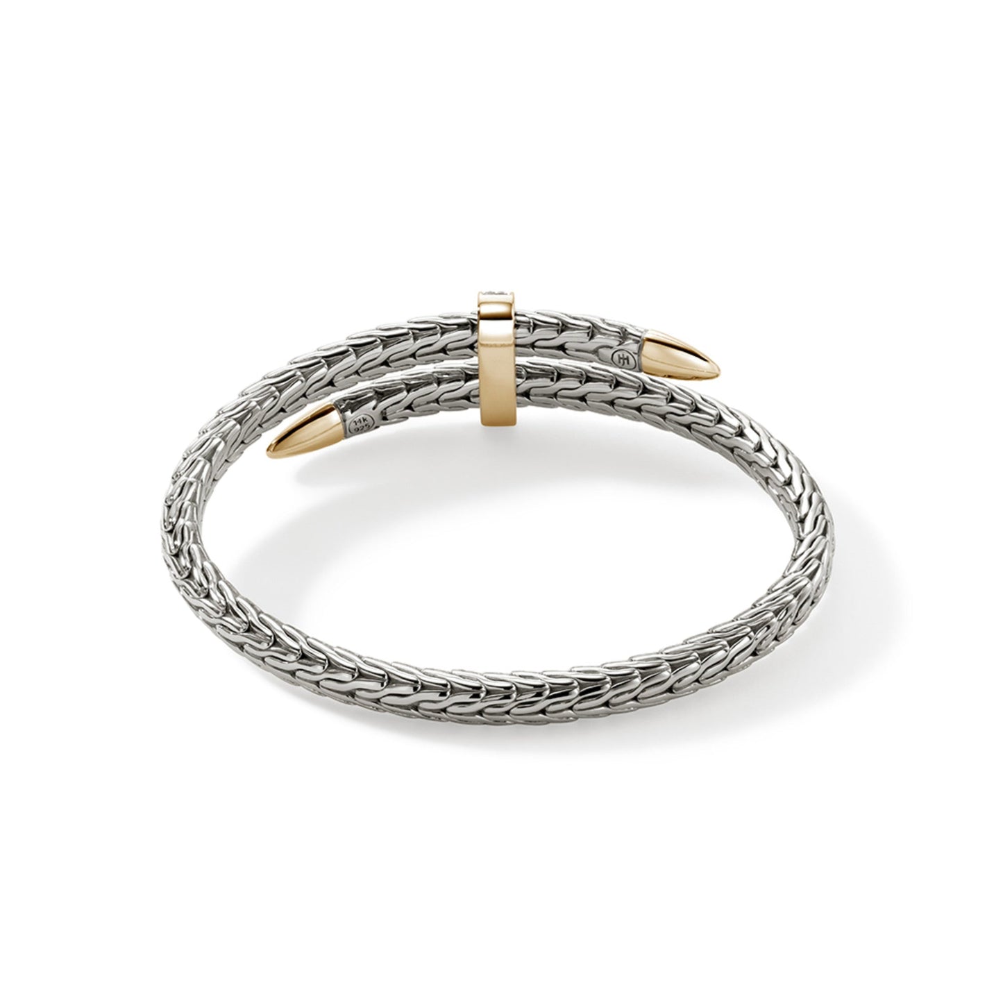 John Hardy Spear Flex Cuff,  Silver, Gold, Diamonds CZZP90110722DI