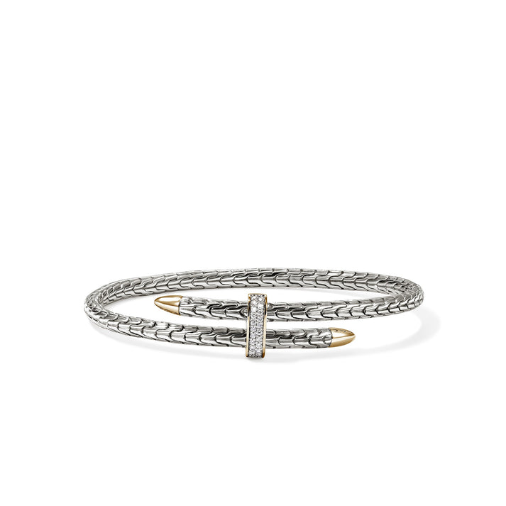 Spear Flex Cuff, Gold, Sterling Silver, Diamonds, 4MM|CZZP9878722DI