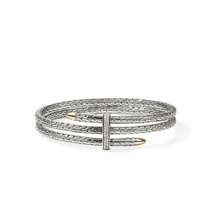 Spear Triple Flex Cuff, Gold, Sterling Silver, Diamonds, 4MM|CZZP988392DI