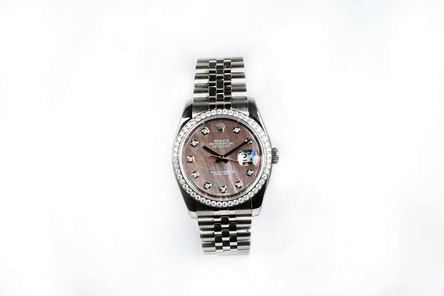 Pre-Owned Rolex Black Mother of Pearl and Diamond Dial
