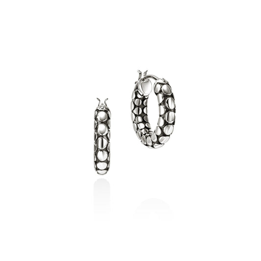 Dot Hoop Earrings, Sterling Silver, 15MM|EB30176