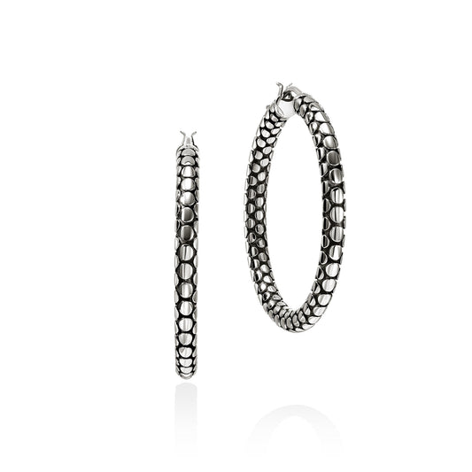 Dot Hoop Earrings, Sterling Silver, 37MM|EB30177