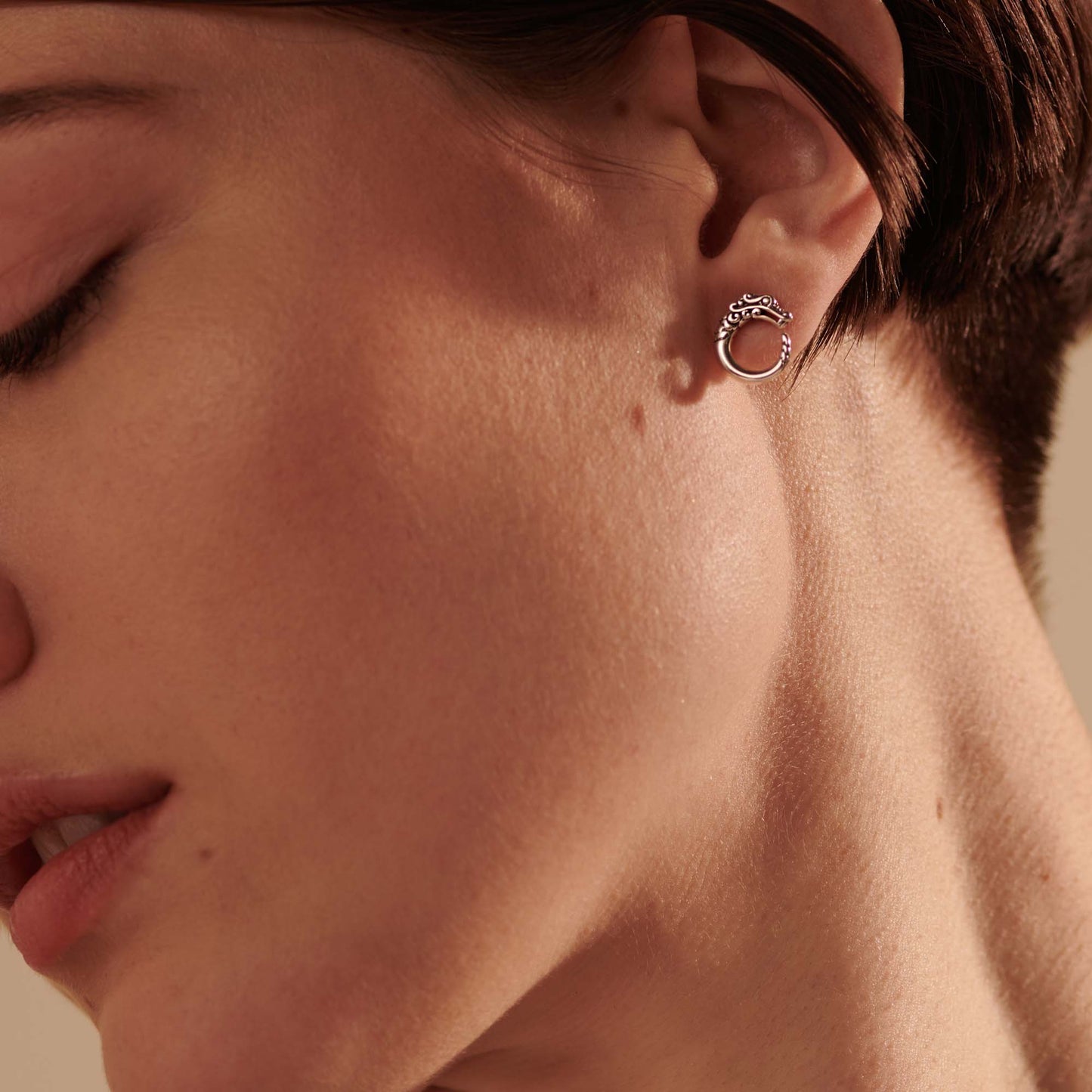 Naga Stud Earrings, Sterling Silver|EB60176