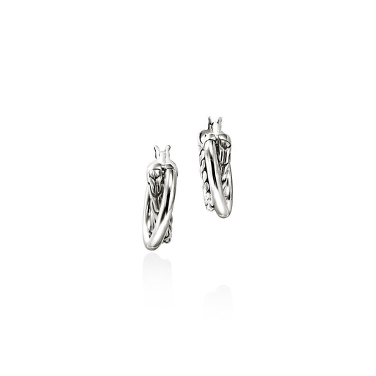 JH Essential Crossover Hoop Earring, Sterling Silver, 14.5MM|EB98713