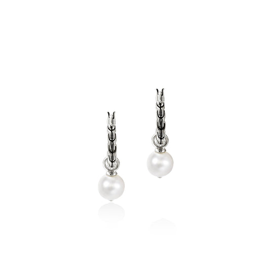 JH Essential Pearl Hoop Earring, Sterling Silver, 16MM|EB987261