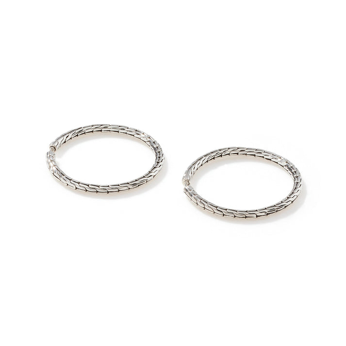 John Hardy Carved Chain Hoop Earring, Sterling Silver EB99254