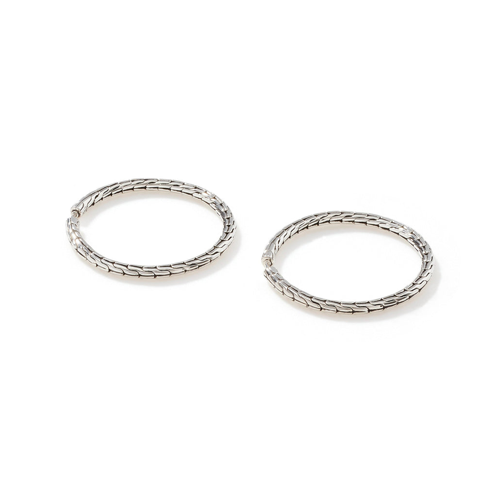 John Hardy Carved Chain Hoop Earring, Sterling Silver EB99254