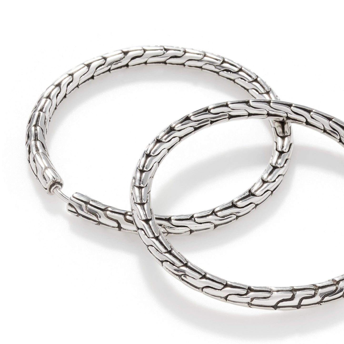 John Hardy Carved Chain Hoop Earring, Sterling Silver EB99254