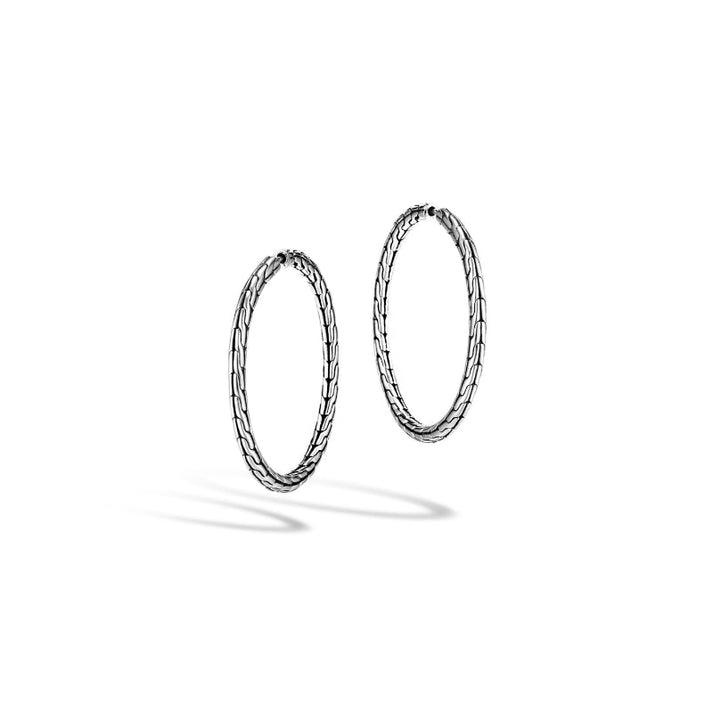 John Hardy Carved Chain Hoop Earring, Sterling Silver EB99254