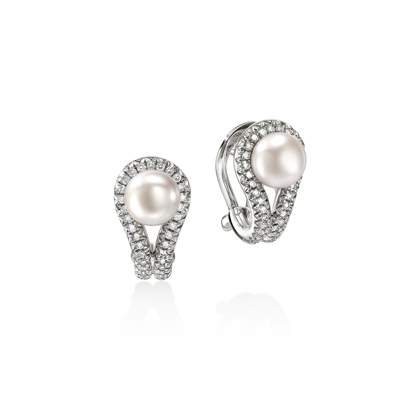 Surf Earrings, Sterling Silver, Diamonds, Pearl|EBP895042DI