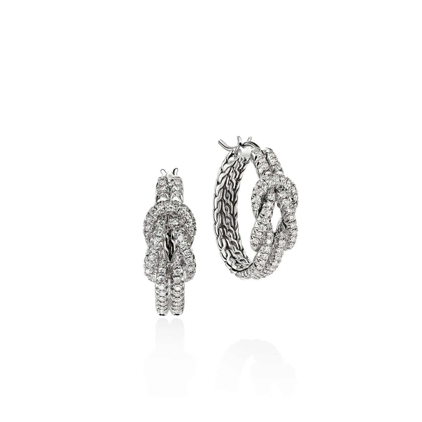 Love Knot Earrings, Sterling Silver, Diamonds, 22MM|EBP9009902DI