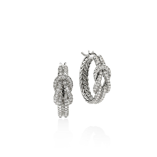 Love Knot Earrings, Sterling Silver, Diamonds, 22MM|EBP9009902DI