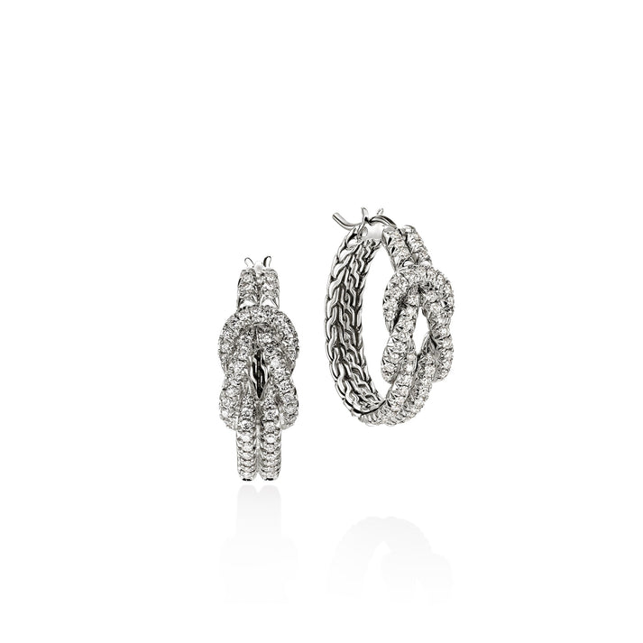 Love Knot Earrings, Sterling Silver, Diamonds, 22MM|EBP9009902DI