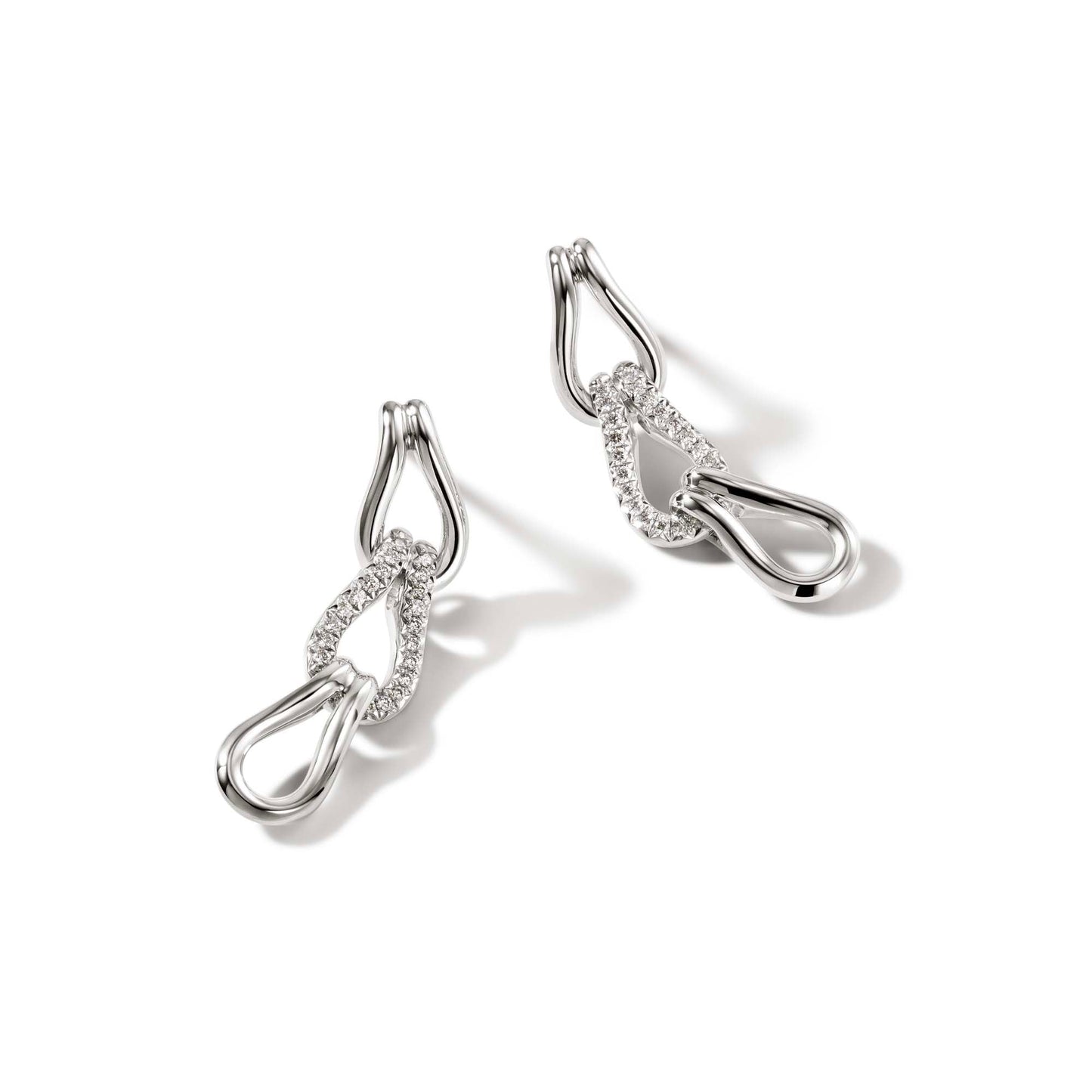 Surf Link Earrings, Sterling Silver, Diamonds|EBP9011792DI