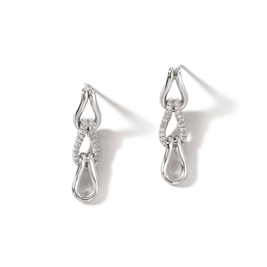 Surf Link Earrings, Sterling Silver, Diamonds|EBP9011792DI