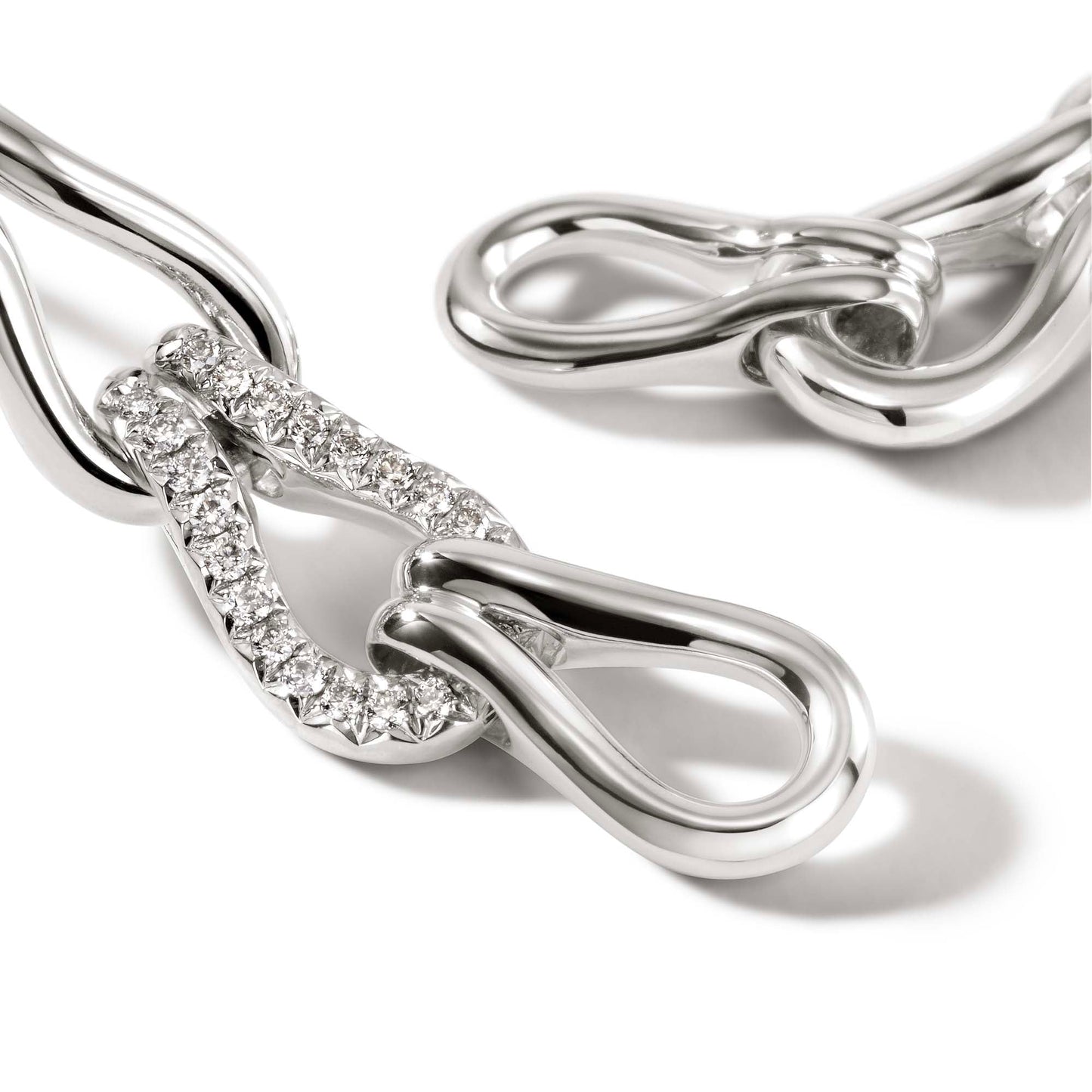 Surf Link Earrings, Sterling Silver, Diamonds|EBP9011792DI