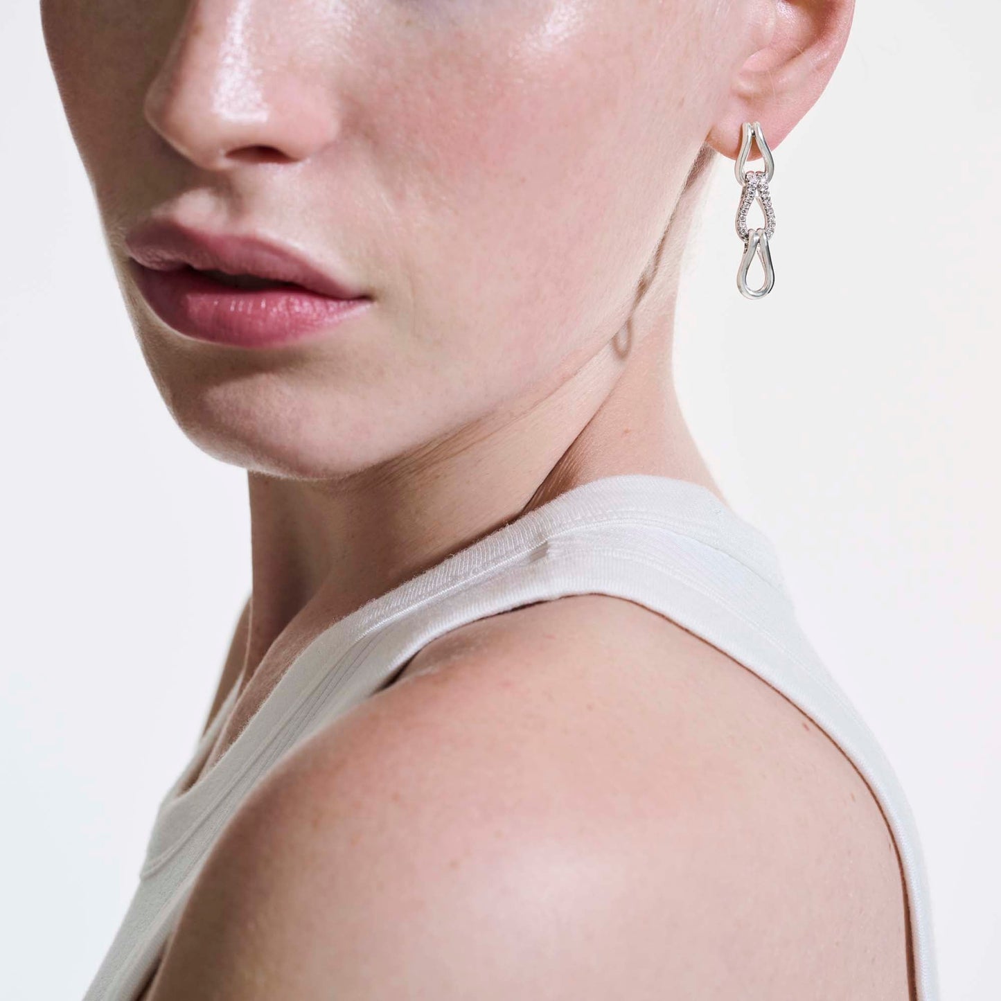 Surf Link Earrings, Sterling Silver, Diamonds|EBP9011792DI