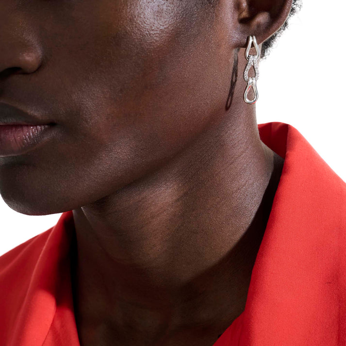 Surf Link Earrings, Sterling Silver, Diamonds|EBP9011792DI