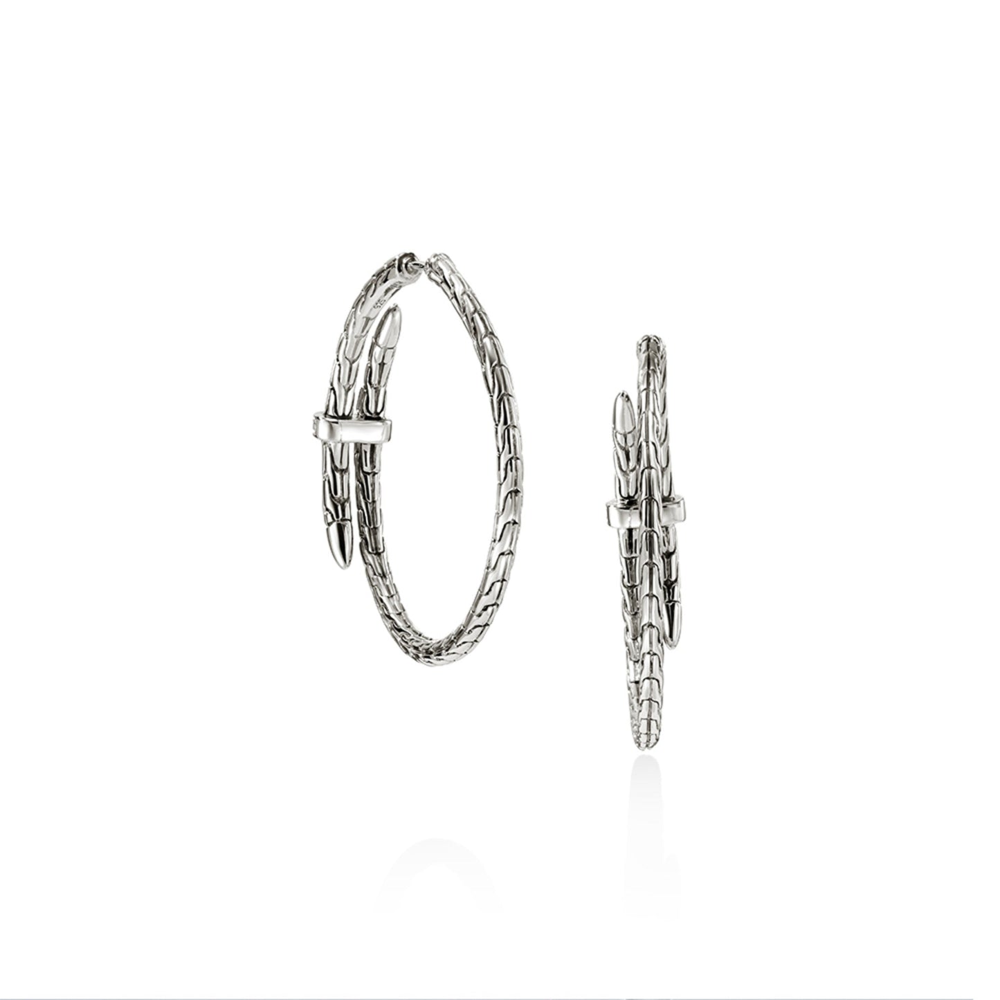 Spear Hoop Earring, Sterling Silver, Diamonds, 40MM|EBP9012472DI