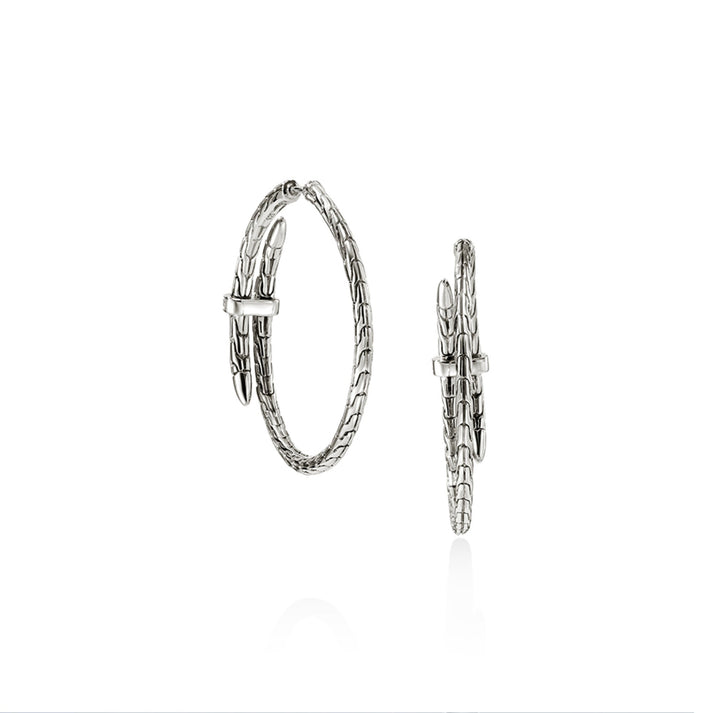 Spear Hoop Earring, Sterling Silver, Diamonds, 40MM|EBP9012472DI
