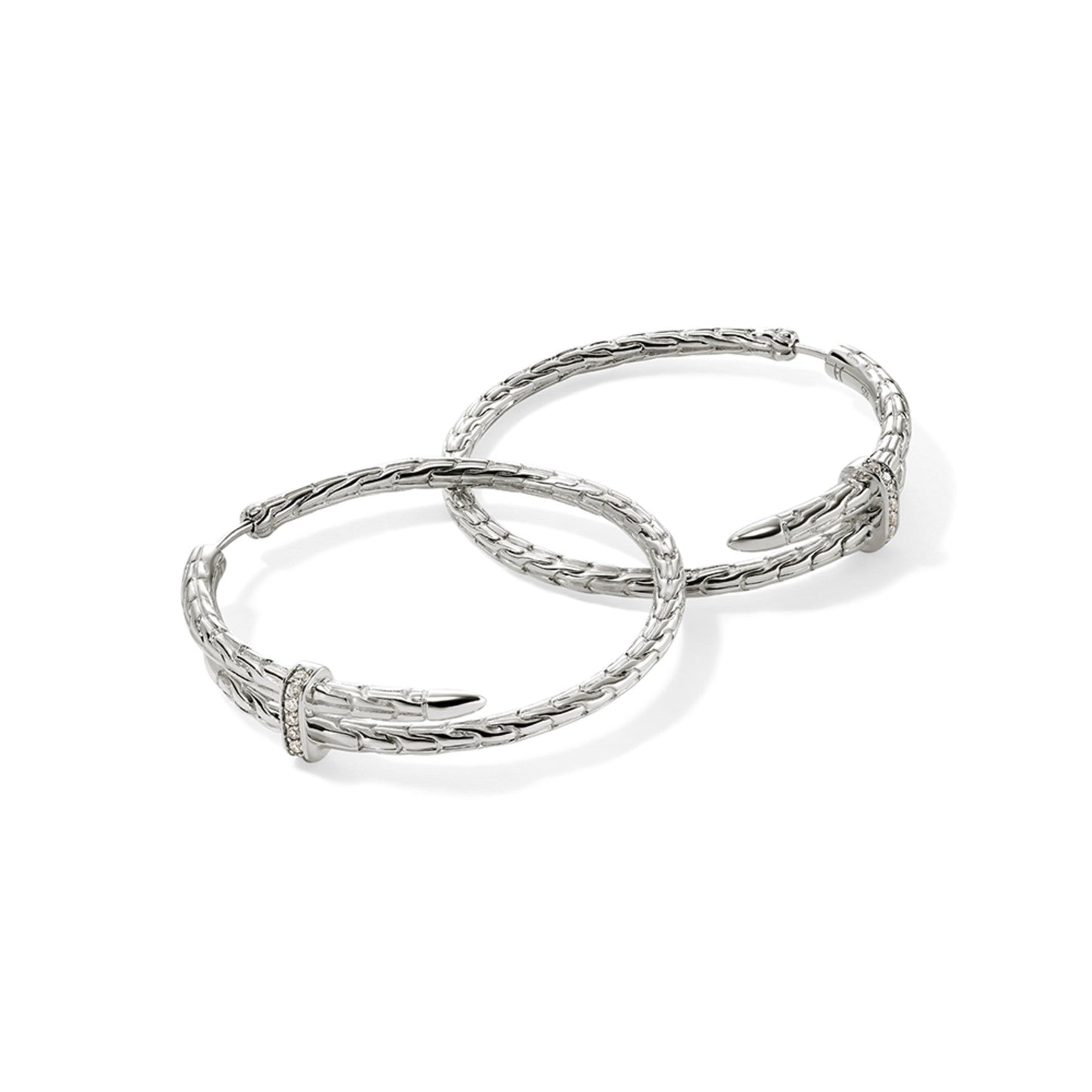 Spear Hoop Earring, Sterling Silver, Diamonds, 40MM|EBP9012472DI