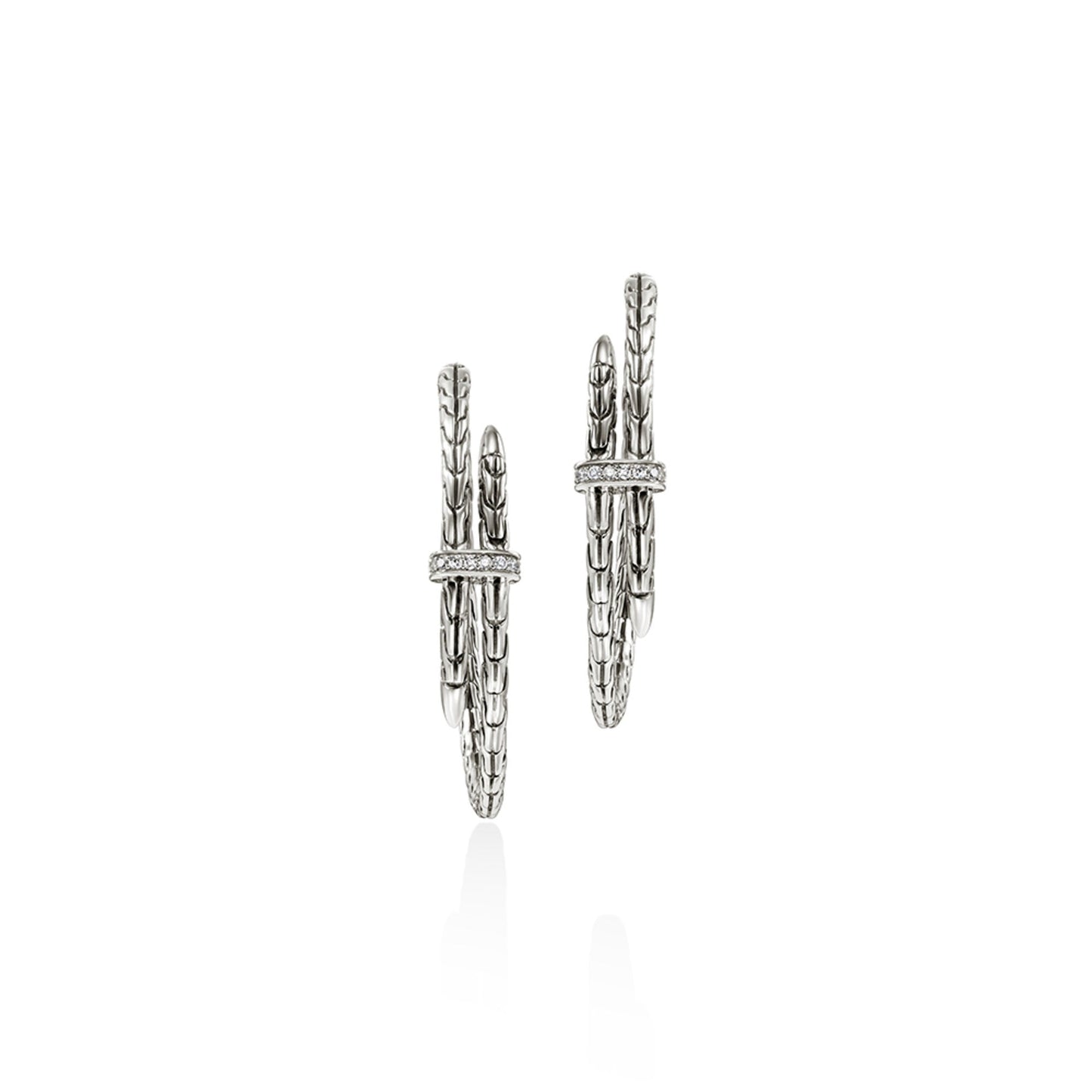 Spear Hoop Earring, Sterling Silver, Diamonds, 40MM|EBP9012472DI
