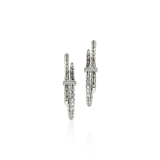 Spear Hoop Earring, Sterling Silver, Diamonds, 40MM|EBP9012472DI